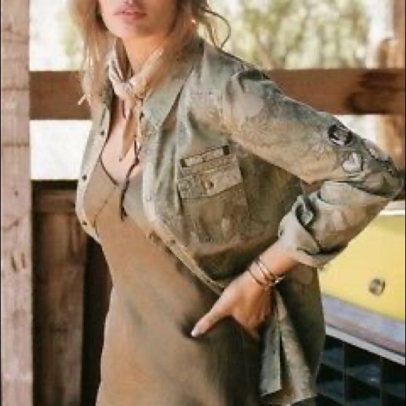 Spell Floral Embroidered Jacket in Olive Green - Picture 11 of 14